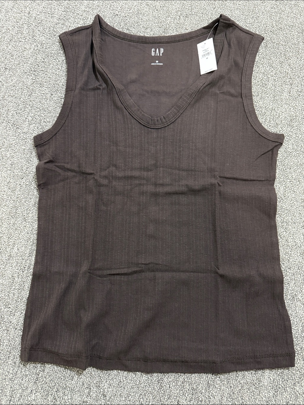 GAP Women's Dark Brown Ribbed V-Neck Tank